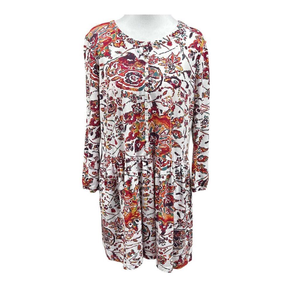 Peruvian Connection Goa Tunic Pima Cotton Boho Print Pockets Top Sz M